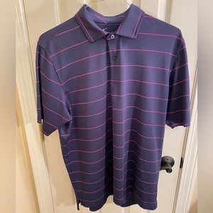 F&G Tech Men’s Golf Polo Shirt Size Large Purple Striped Breathable see notes